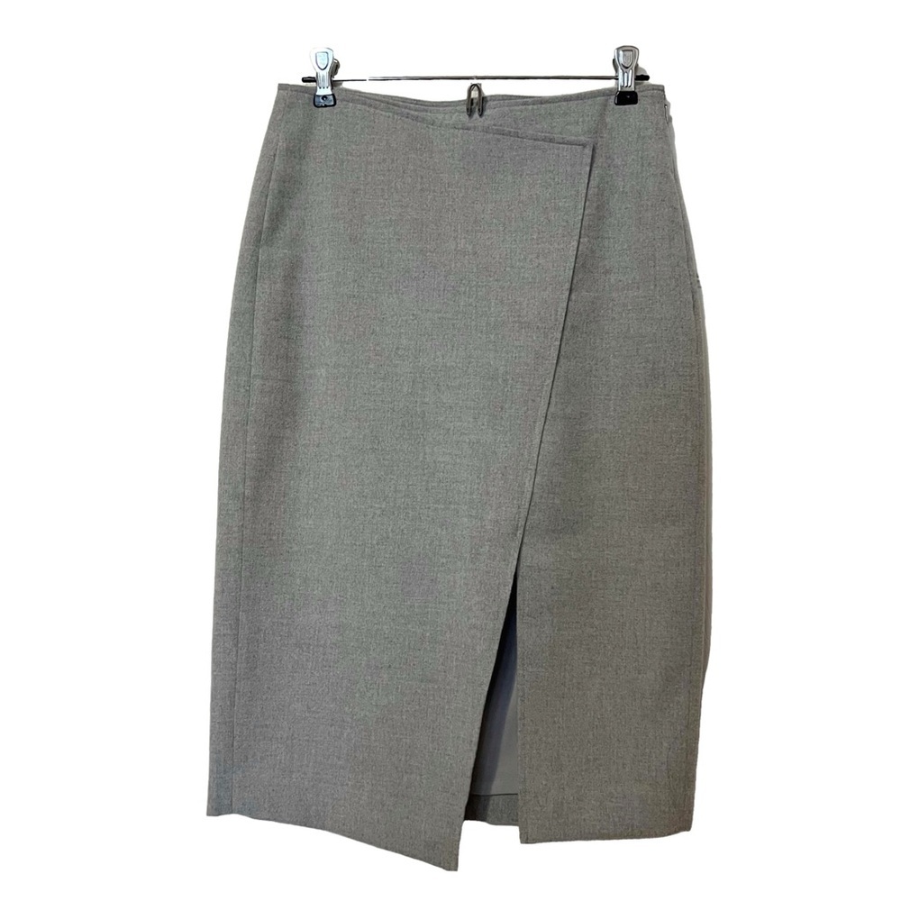 Aritzia Babaton Gray Asymmetrical Wrap Slit Pencil Skirt - Sz 4